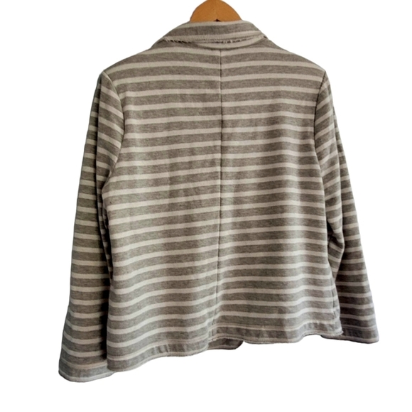 Tommy Hilfiger Gray and White Stripe Blazer Short Cropped Knit Jacket Size XL - Picture 2 of 4